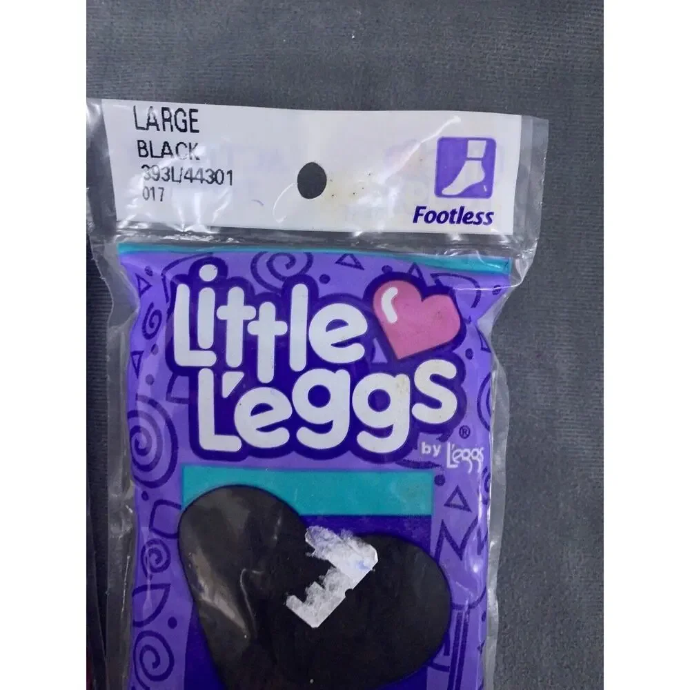 Vintage Little L'eggs Leggs Activity Footless Tights Girls Large Black Pink Lot
